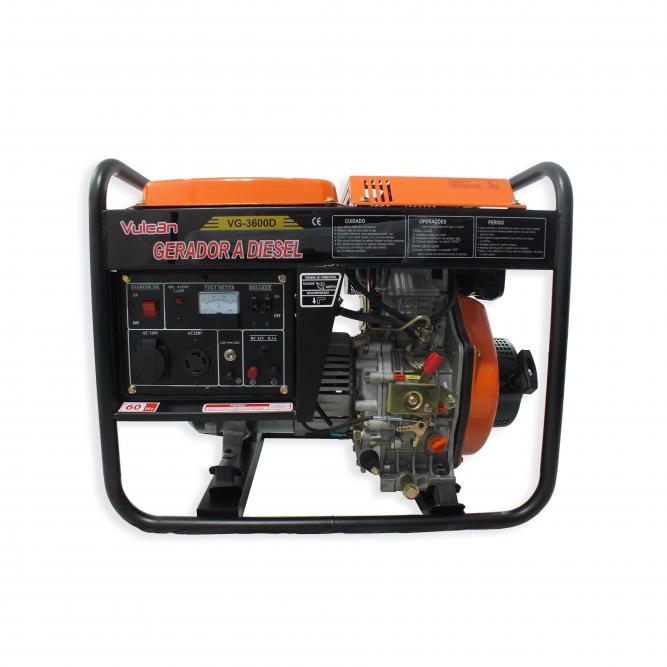 Gerador de energia Vulcan VG 3600D 3,6 kVA - partida manual - monofásico - 110V/220V
