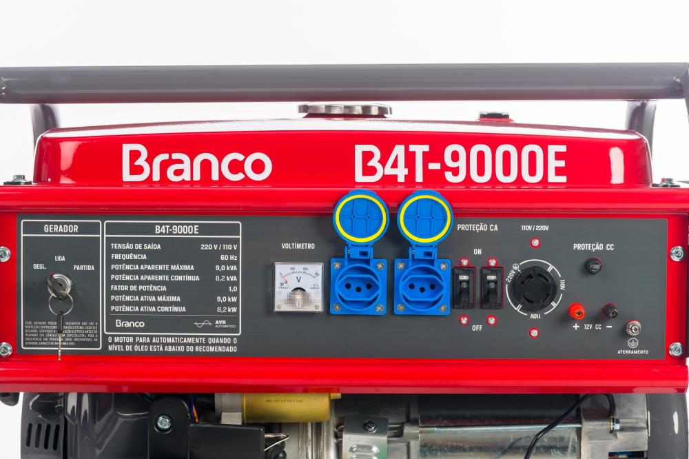 Gerador de energia Branco B4T-9000E 9,0 kVA - partida elétrica - monofásico 110V/220V