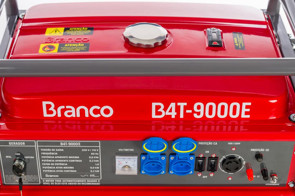 Gerador de energia Branco B4T-9000E 9,0 kVA - partida elétrica - monofásico 110V/220V