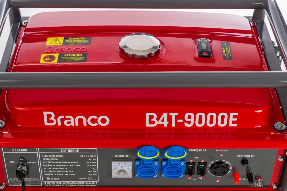 Gerador de energia Branco B4T-9000E 9,0 kVA - partida elétrica - monofásico 110V/220V
