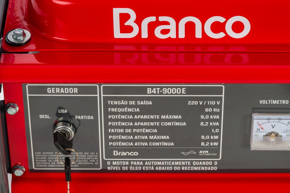 Gerador de energia Branco B4T-9000E 9,0 kVA - partida elétrica - monofásico 110V/220V