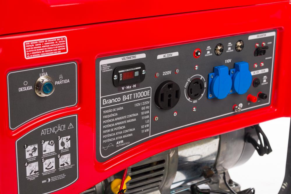 Gerador de energia Branco B4T-11000E 11,0 kVA - partida elétrica - monofásico 110V/220V
