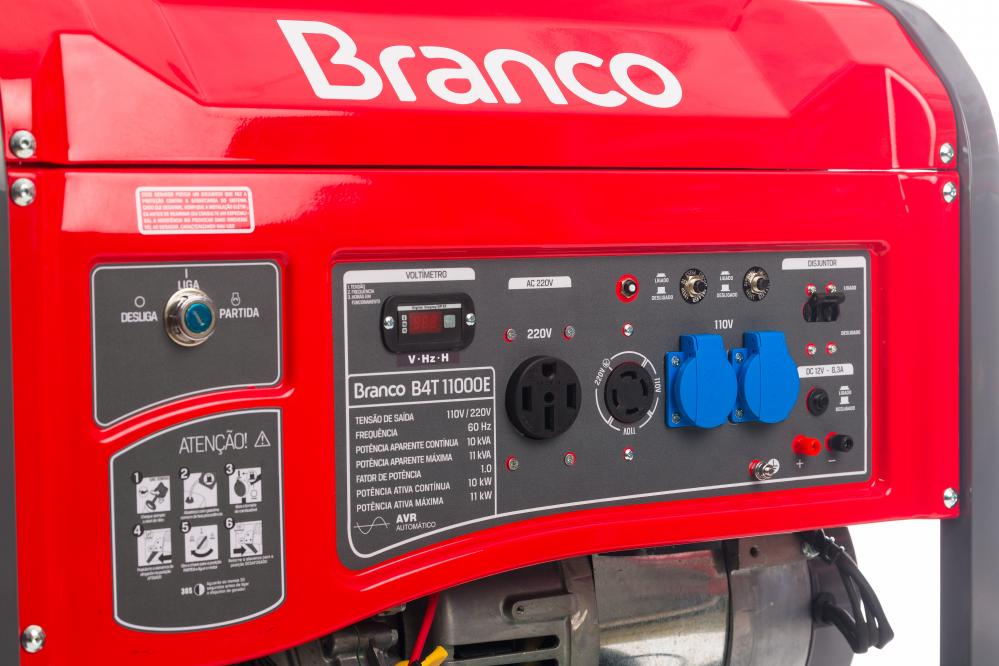 Gerador de energia Branco B4T-11000E 11,0 kVA - partida elétrica - monofásico 110V/220V