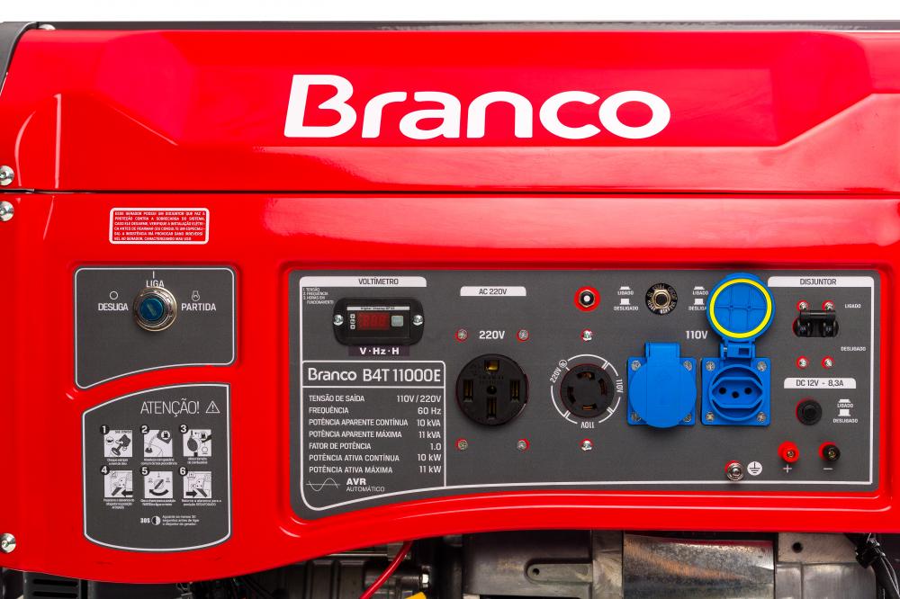 Gerador de energia Branco B4T-11000E 11,0 kVA - partida elétrica - monofásico 110V/220V