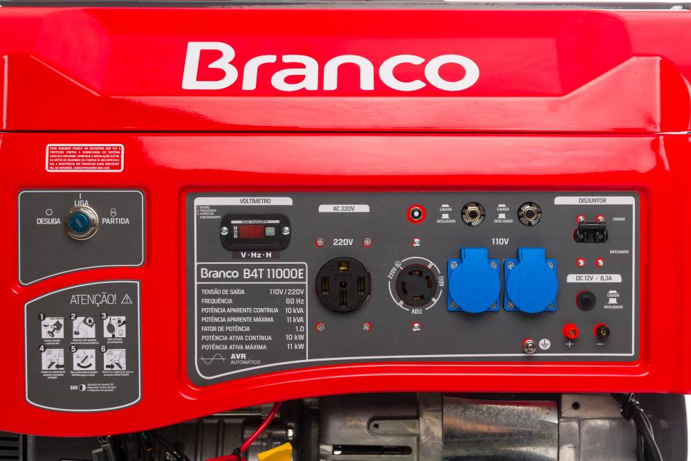 Gerador de energia Branco B4T-11000E 11,0 kVA - partida elétrica - monofásico 110V/220V