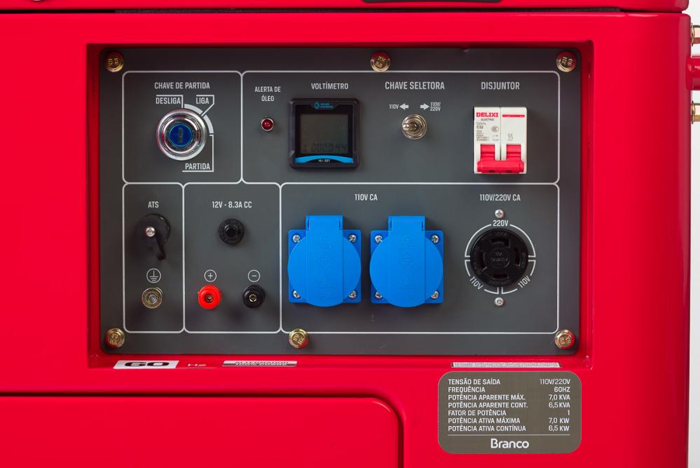 Gerador de energia Branco BD-7000 ES 7,0 kVA - partida elétrica - monofásico 110V/220V