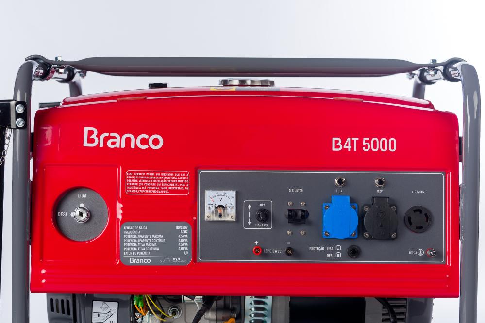 Gerador de energia Branco B4T-5000 4,5 kVA - partida manual - monofásico - 110V/220V