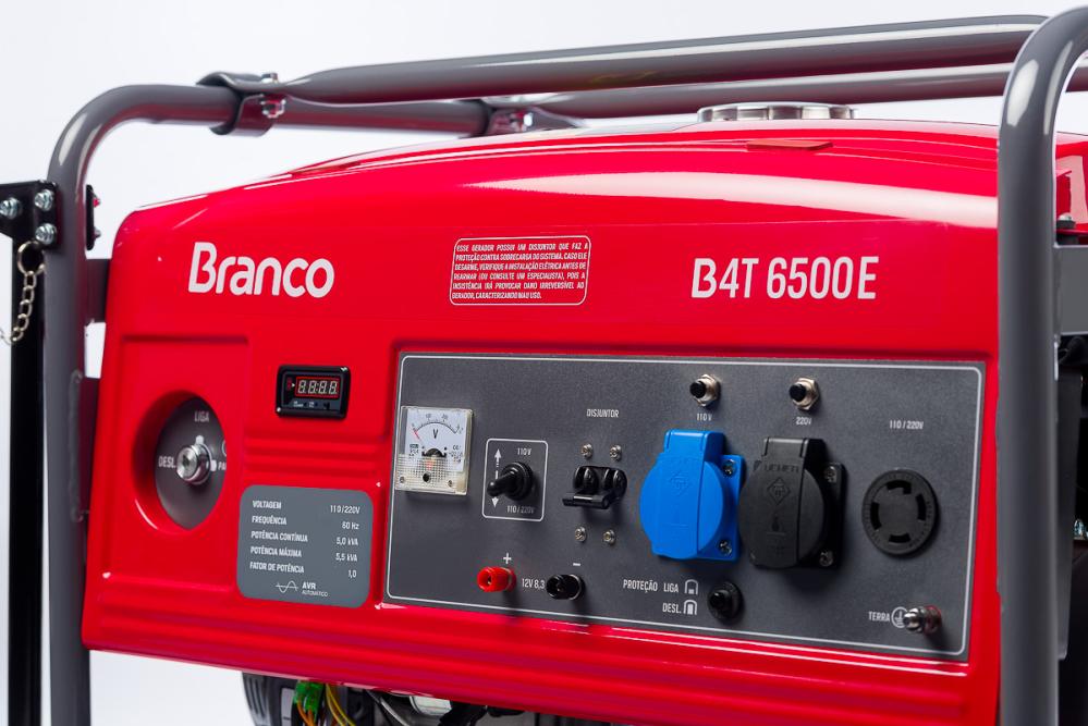 Gerador de energia Branco B4T-6500 E 5,5 kVA - partida elétrica - monofásico - 110V/220V