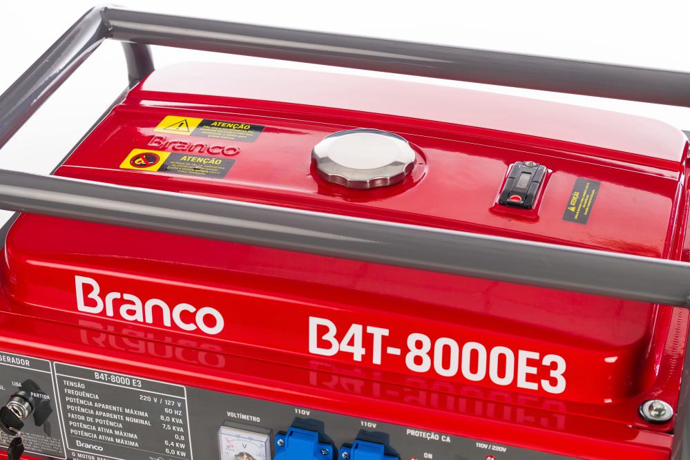 Gerador de energia Branco B4T-8000 E3 8,0 kVA - partida elétrica - trifásico - 220V