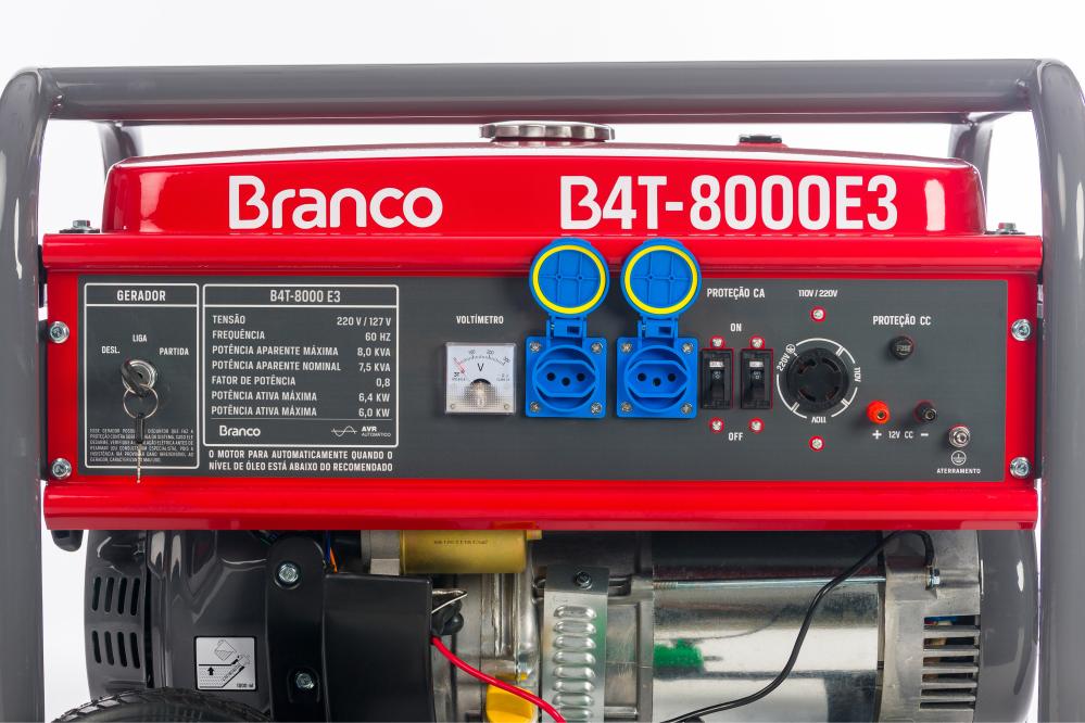 Gerador de energia Branco B4T-8000 E3 8,0 kVA - partida elétrica - trifásico - 220V