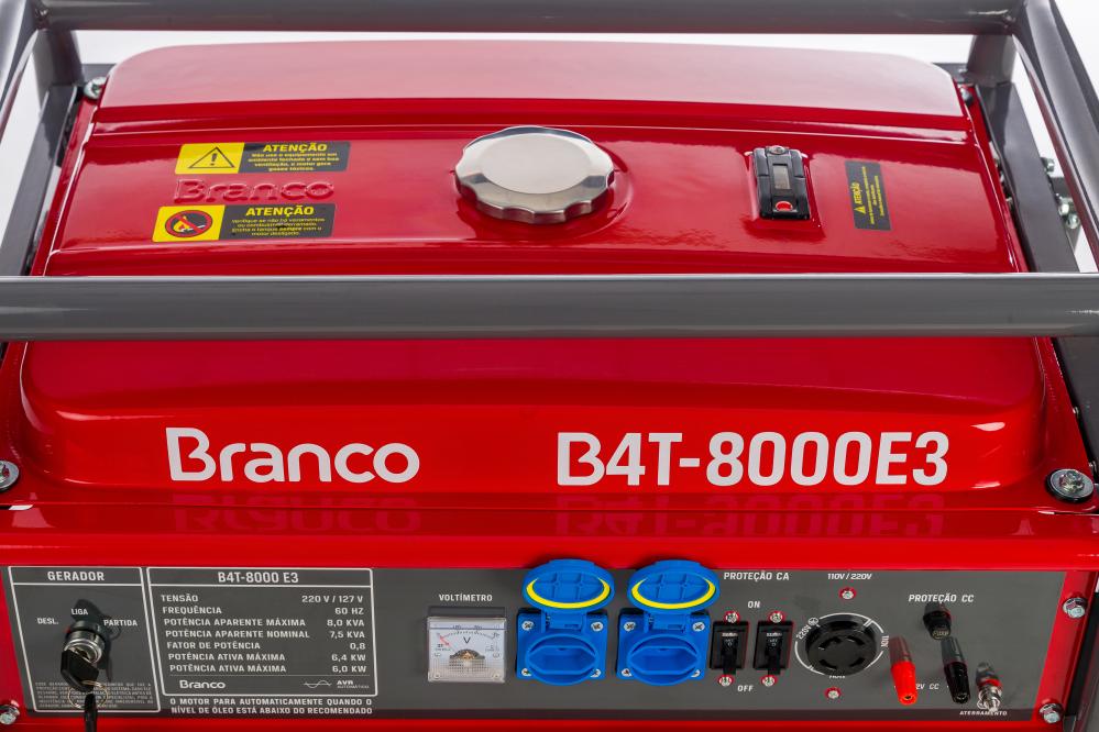 Gerador de energia Branco B4T-8000 E3 8,0 kVA - partida elétrica - trifásico - 220V