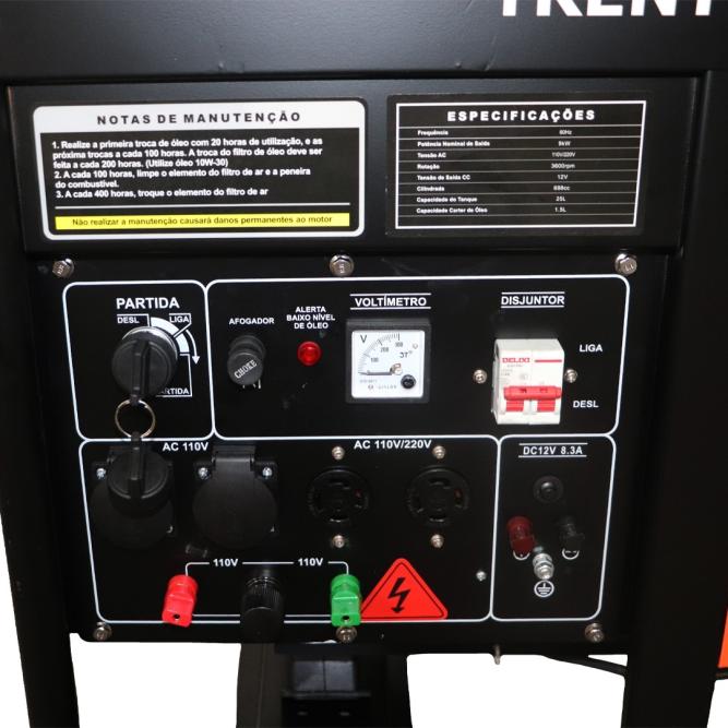 Gerador de Energia Vulcan VGE12000 12 KVA - Partida Elétrica - Monofásico 110V/220V