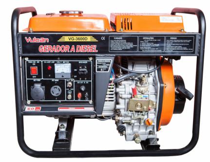 Gerador de energia Vulcan VG 3600D 3,6 kVA - partida manual - monofásico - 110V/220V